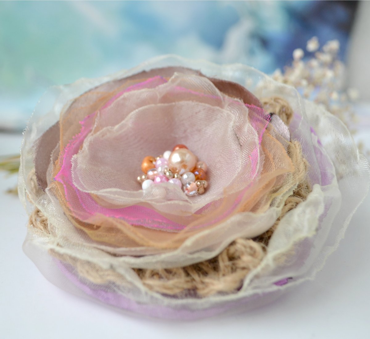 Brož i květ do vlasů Shabby chic - Marie