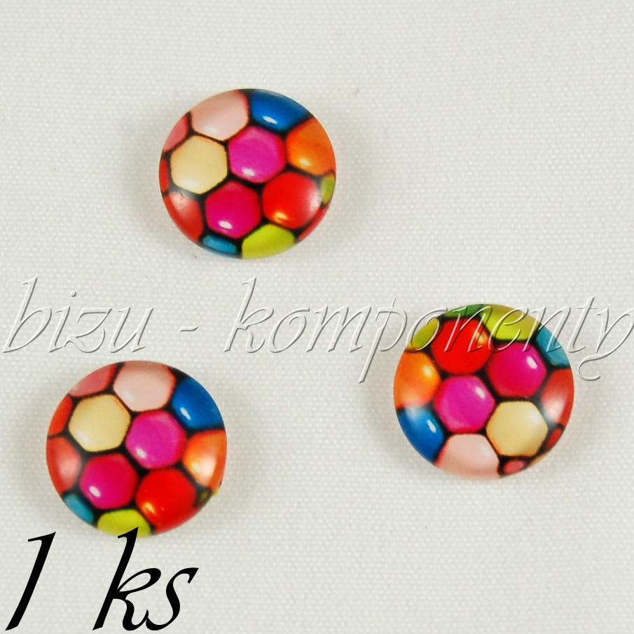 Skleněný kabošon veselá včelí plástev, 12 mm (35 2525)