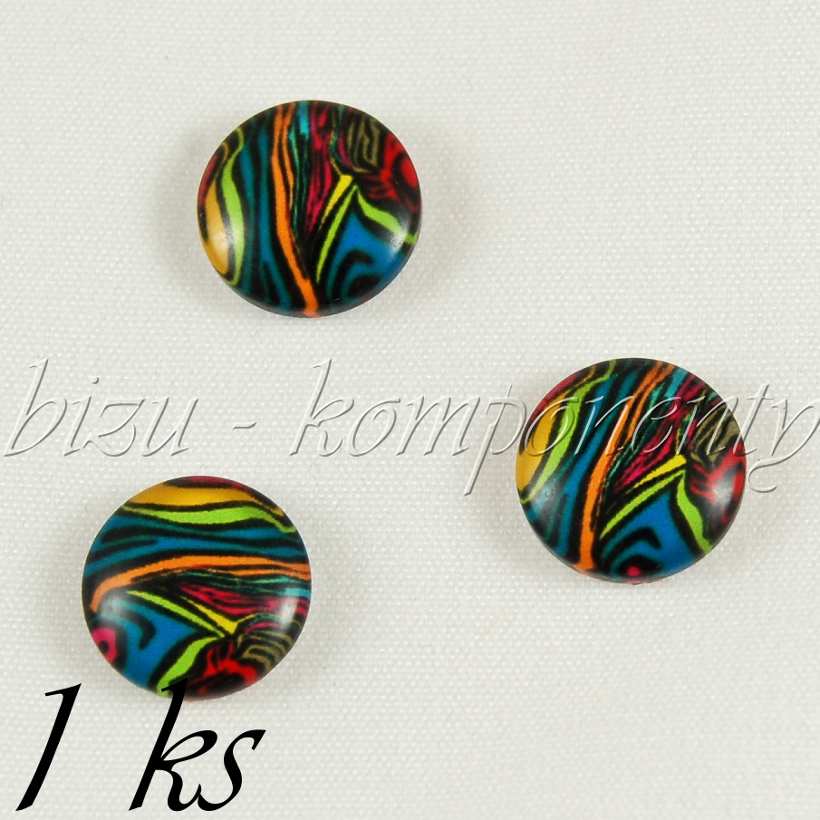 Skleněný kabošon veselá zebra, 12 mm (35 2535)