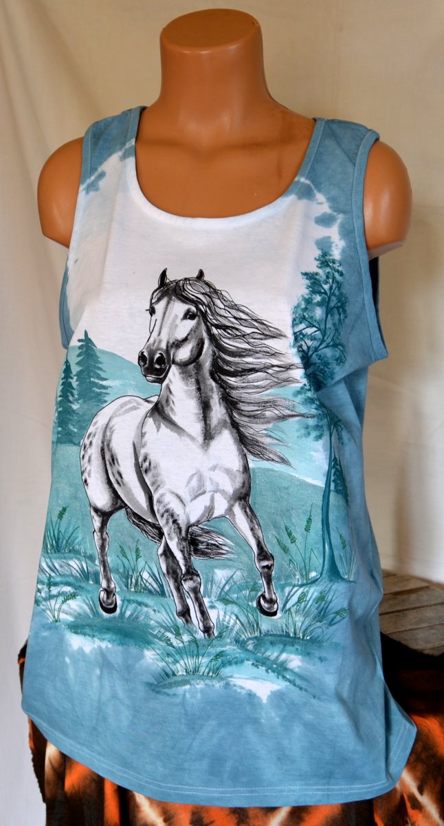 Batikované tyrkysové tílko s běloušem, XL