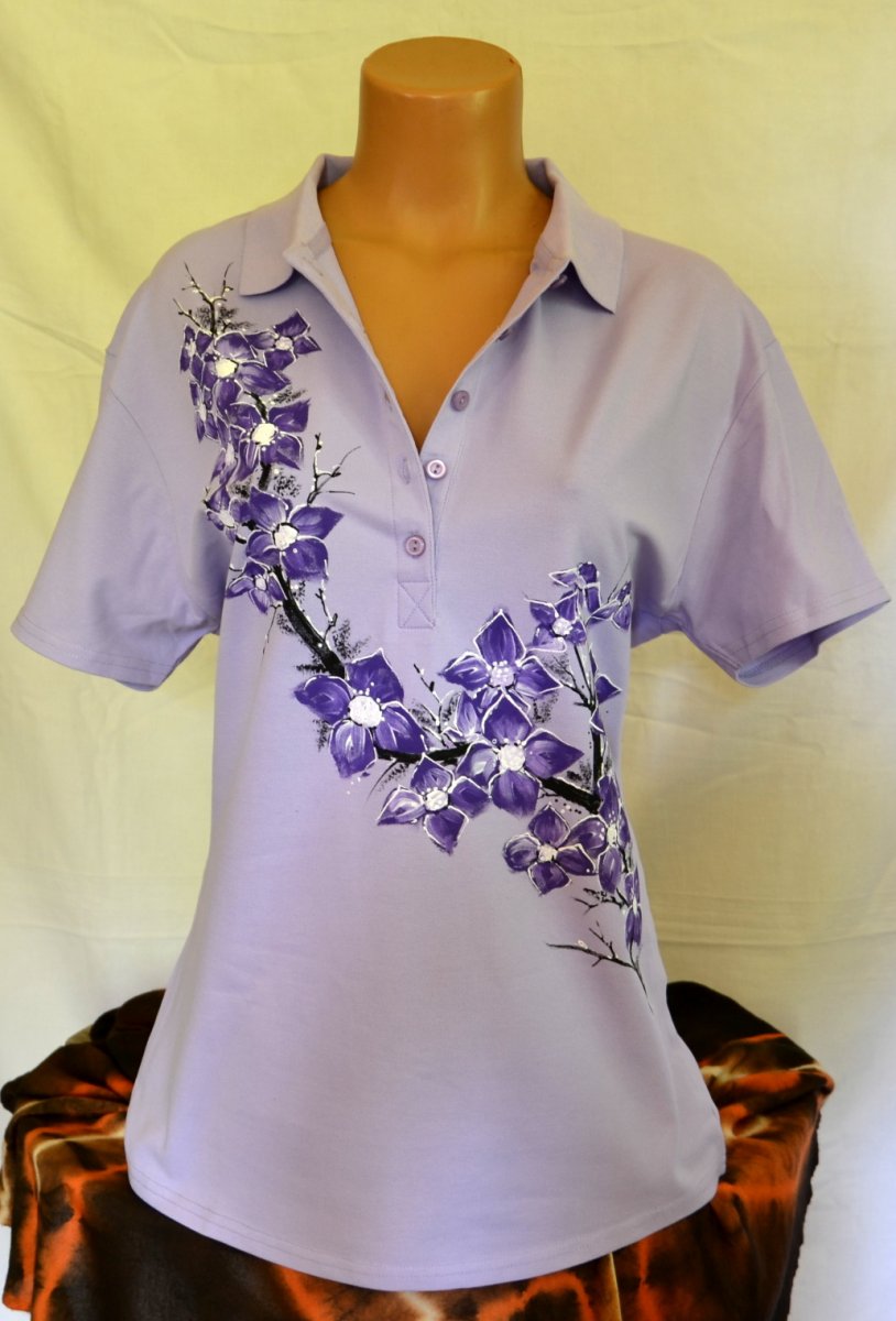 Polo tričko s malbou květů