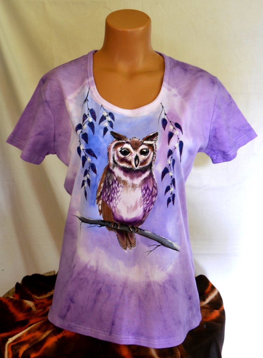 Fialové tričko se sovičkou