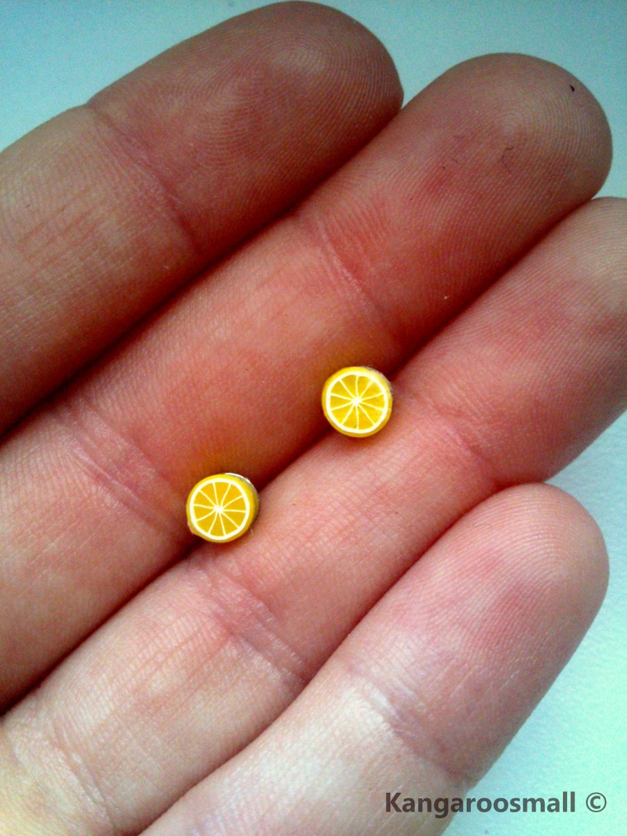 Citrony - náušnice mini pecky z polymer. hmoty (CERNIT)