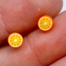 Pomeranče - náušnice mini pecky z polymer. hmoty (CERNIT)
