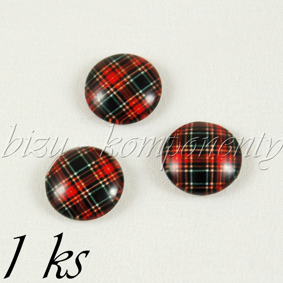 Skleněný kabošon modrý skotský, 12 mm (35 2027)