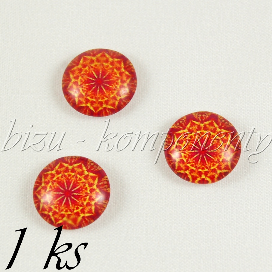 Skleněný kabošon oranžový, 12 mm (35 2073)