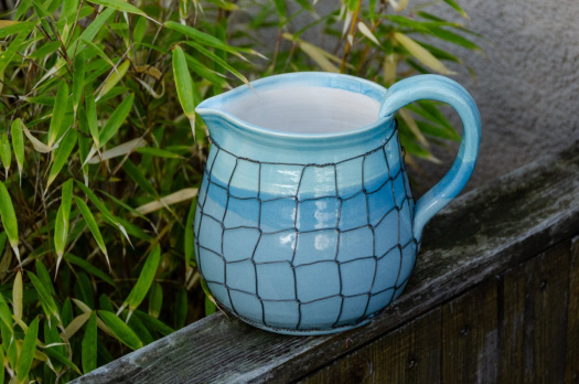 Drátovaný keramický džbán tyrkysový – malý