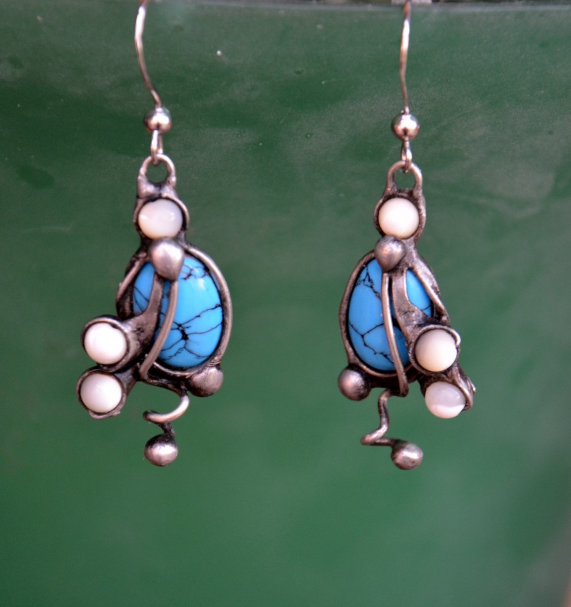 Náušnice - tyrkenit, perleť