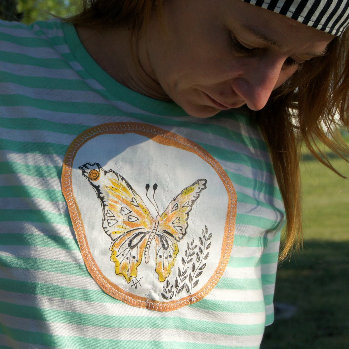 Dámské pruhaté M-L-XL s motýlem