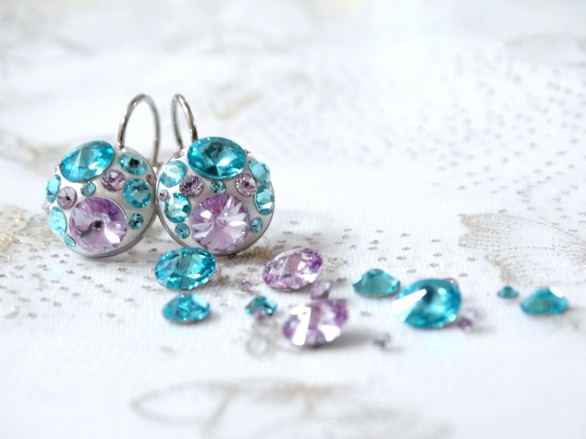 Fialovo-tyrkysové náušnice