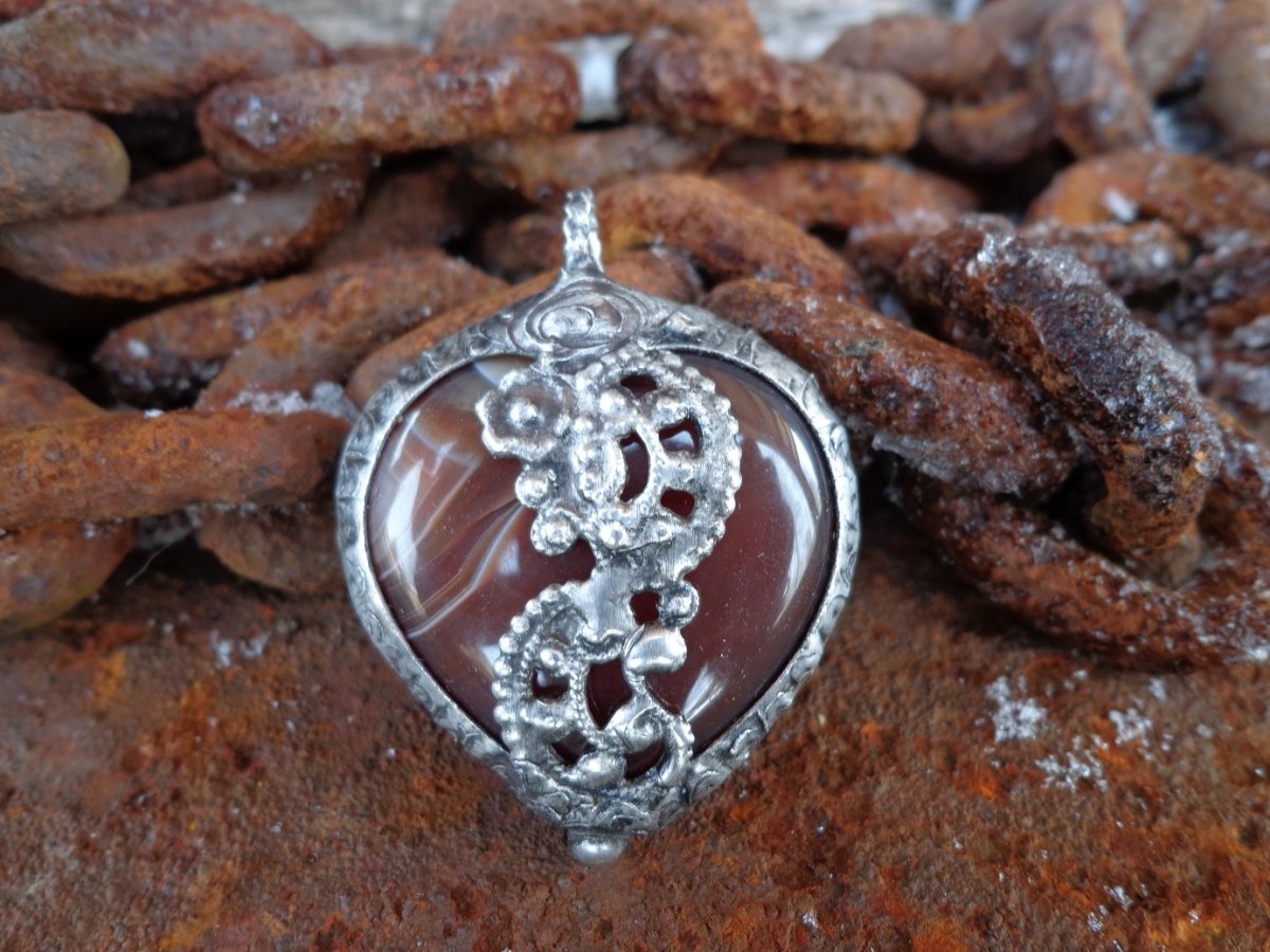 Srdce s krajkou - karneol