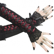 Společenské dámské sametové rukavice s krajkou 0700