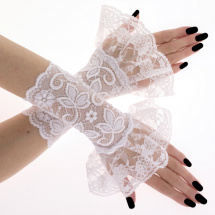  Bílé dámské společenské krajkové rukavice 0R3