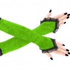 Dámské zelené sametové společenské rukavice s krajkou 1020U