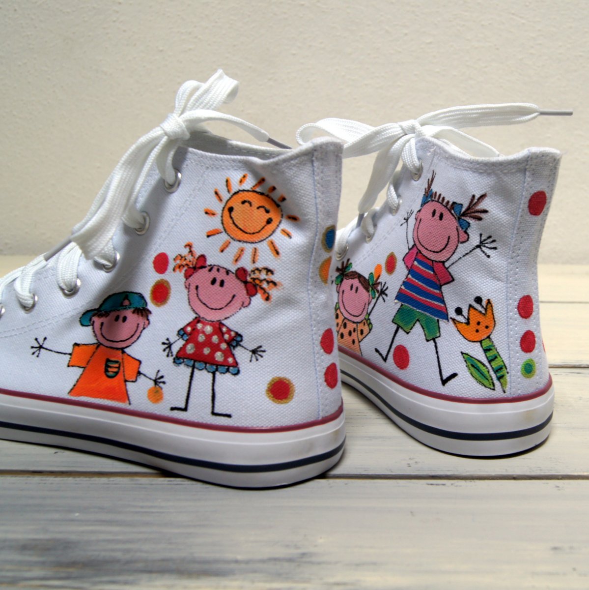 Malované botky - postavičky vel.38-41 na obj.