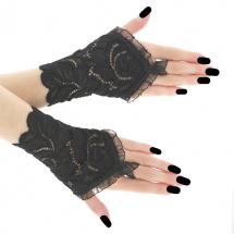 Dámské krajkové černé bezprsté rukavice 05P1
