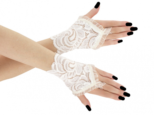 Svatební krajkové ivory bezprsté rukavice 05P2
