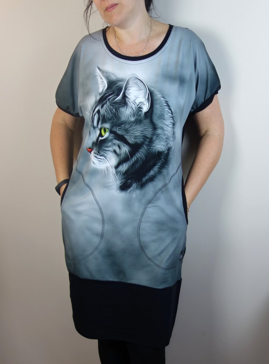 Šaty kočka s kapsami v.4XL-5XL