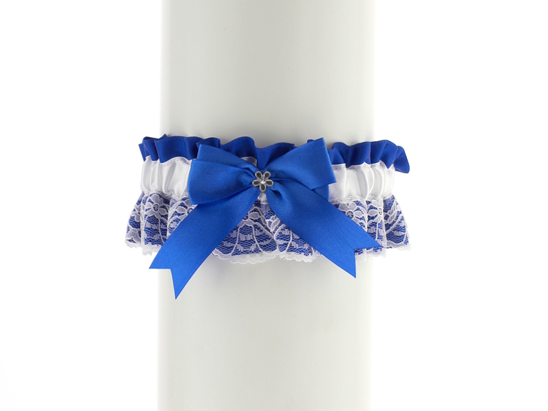 Saténový podvazek modrý pro nevěstu 00853