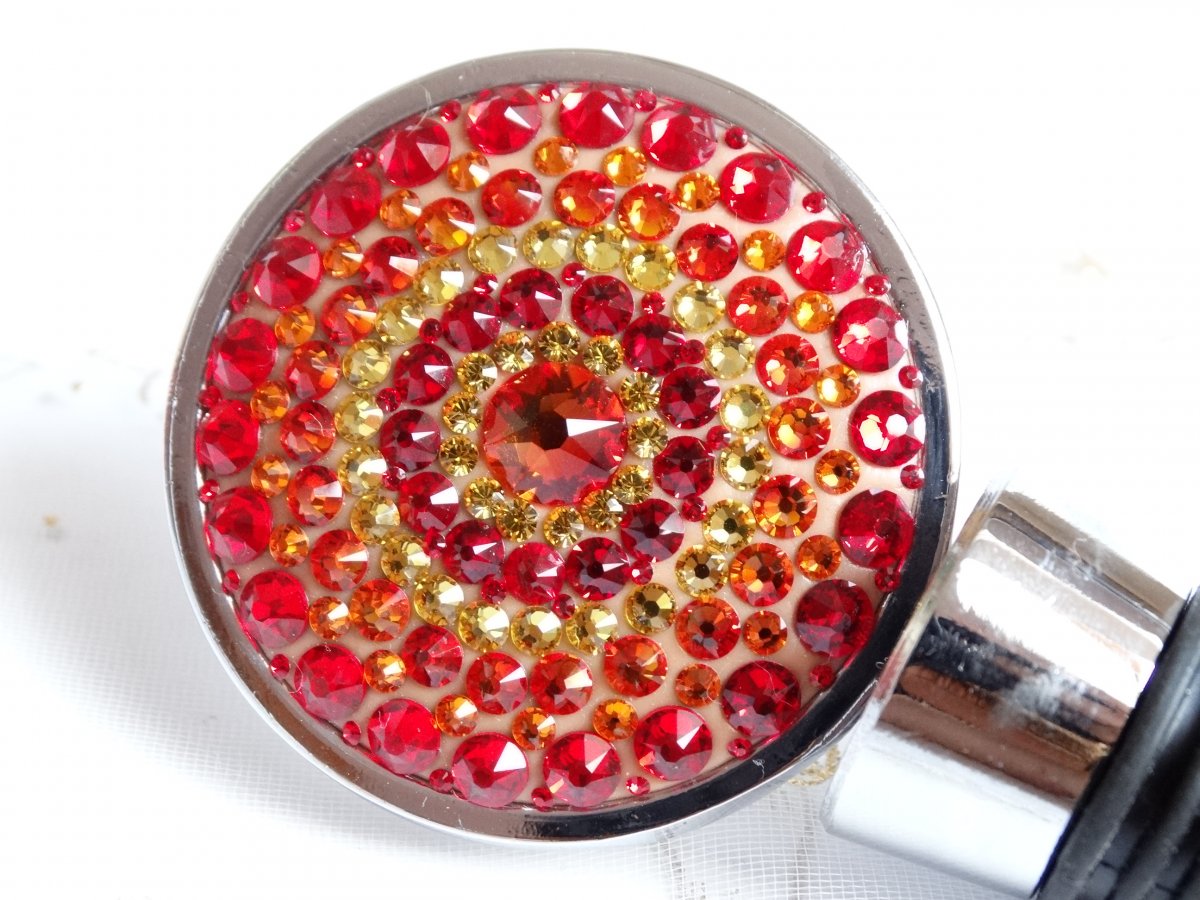 Zátka na láhev- Červeno-oranžová-žlutá mandala