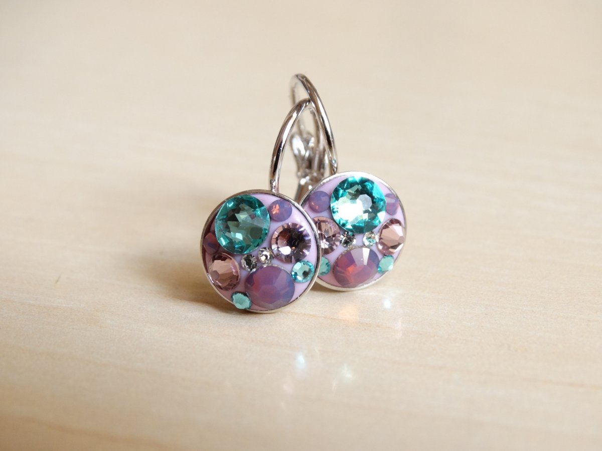 Dívčí fialovo-tyrkysové náušnice 9mm