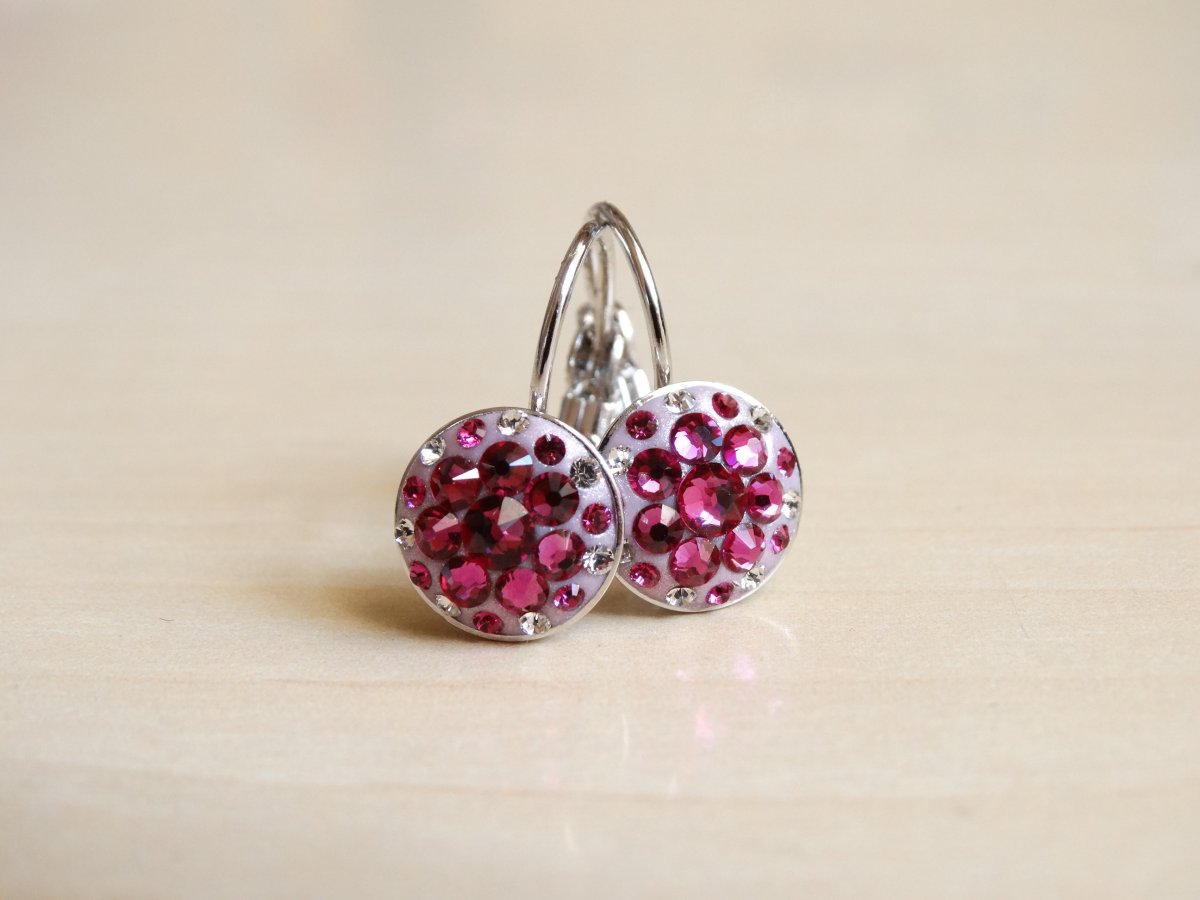 Dívčí fuchsiové náušnice s mandalou 9mm