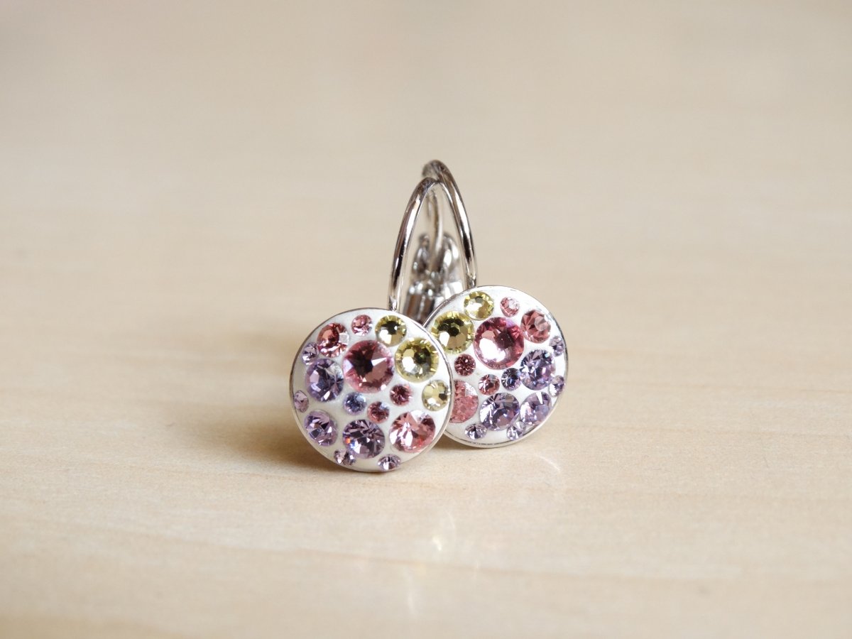 Dívčí žluto-růžovo-fialové náušnice 9mm