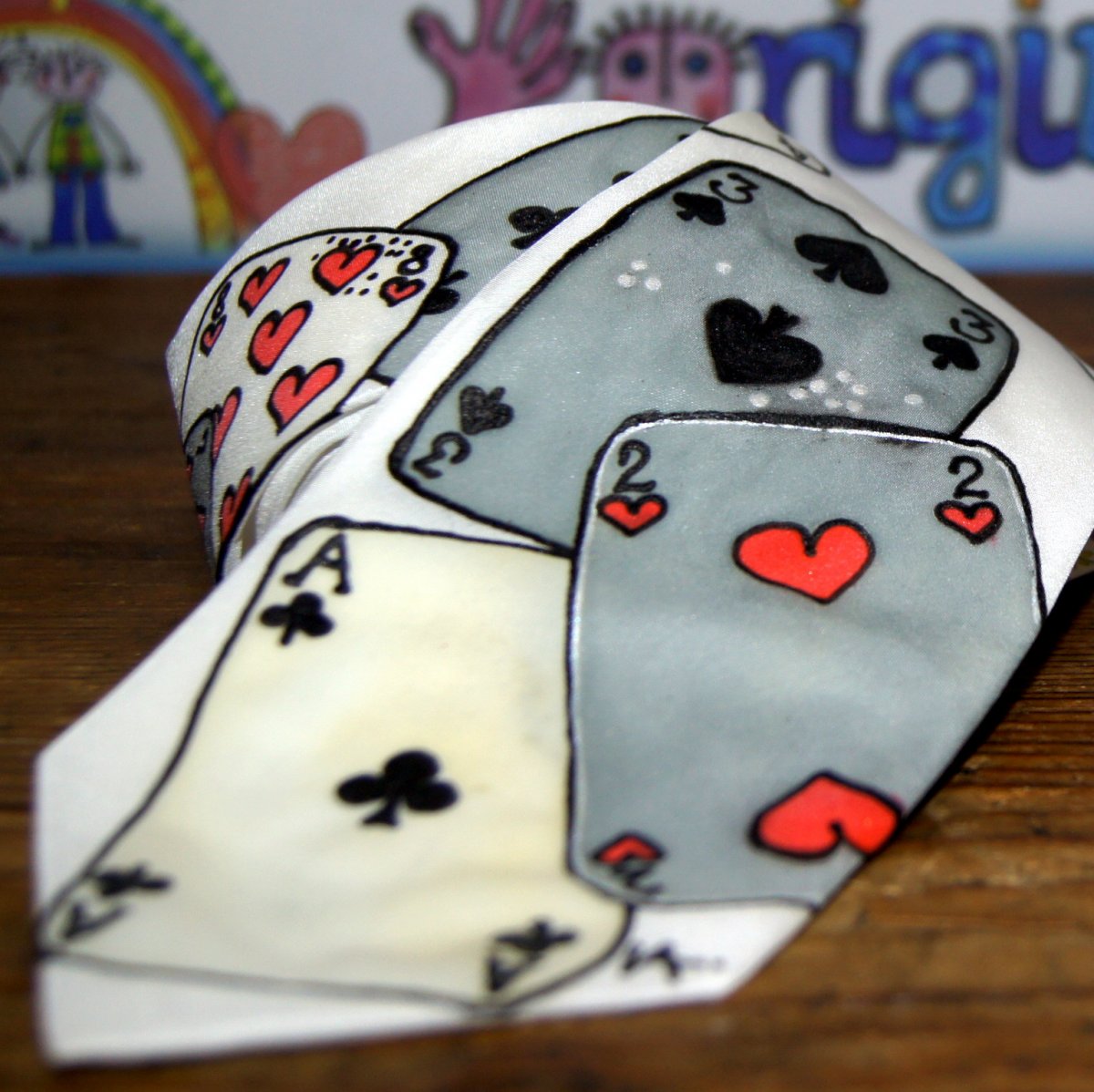 Ručně malovaná kravata - karetní