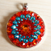 Střední orange-turquoise-red náhrdelník- mandala