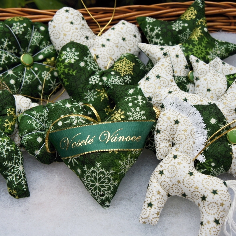 Luxusní patchvorkové vánoční ozdoby 