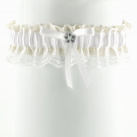 Podvazek pro nevěstu ivory s krajkou 07C2