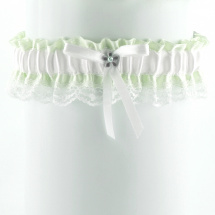 Podvazek pro nevěstu zelený s krajkou 07C3
