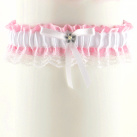 Podvazek pro nevěstu růžový s krajkou 07C6