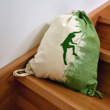 Plátěný batůžek (pytel) s horolezcem - zelený 11739190