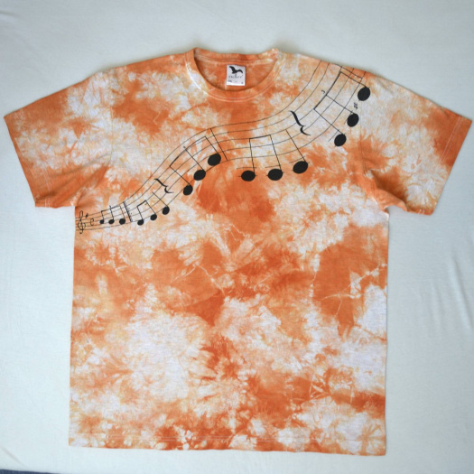 Šedo-oranžové tričko s notovou osnovou XL 11748074