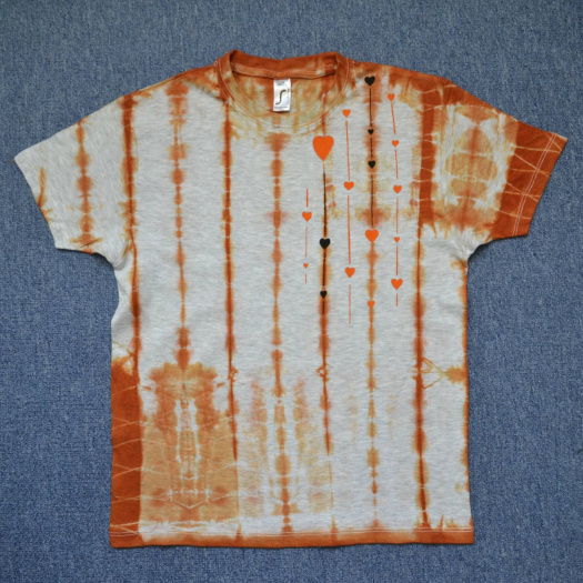 Šedo-oranžové dětské tričko se srdíčky (12 let) 11747039