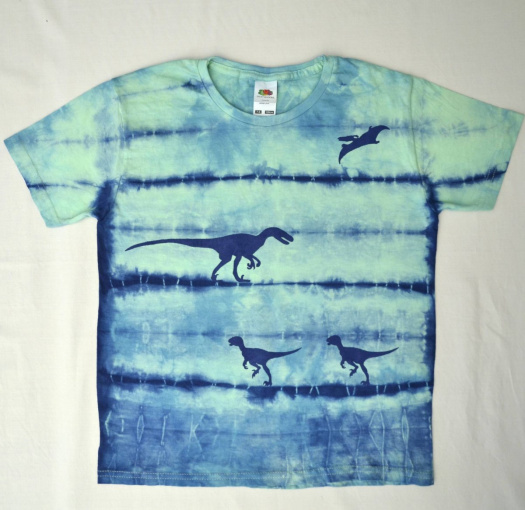 Mentolovo-modré dětské tričko s dinosaury (7-8 let) 12077422