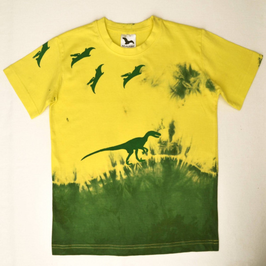 Žluto-zelené dětské tričko s dinosaury (8 let) 12340399