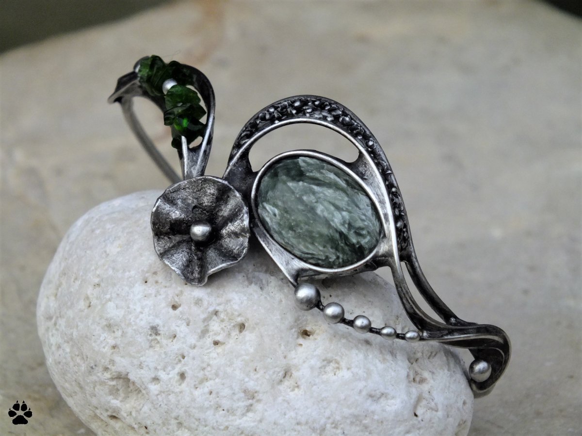 Náramek pro luční vílu -  serafinit,chromdiopsid 