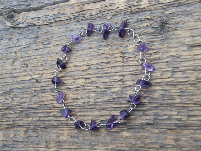 Řetízkový náramek s ametystem - NA PŘÁNÍ - pro E.K.
