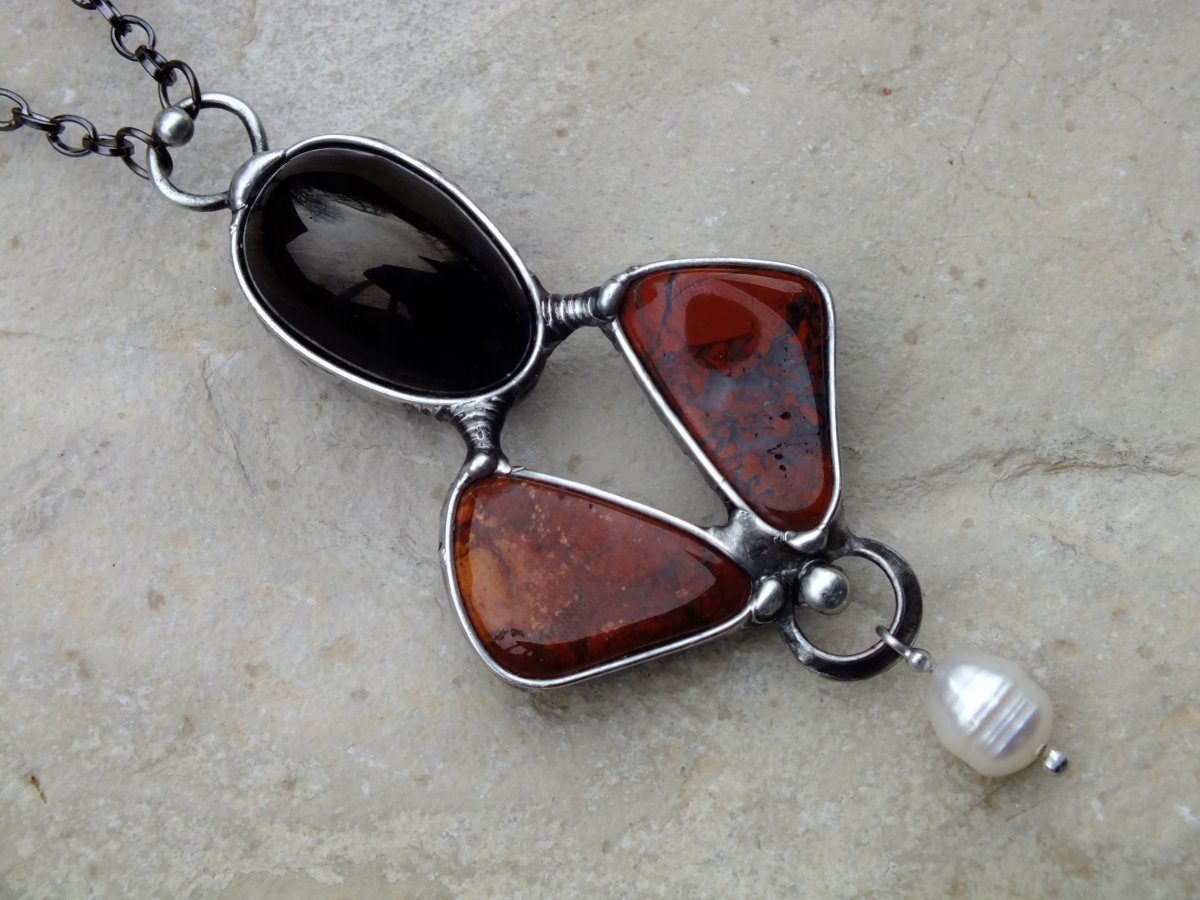 ...madame... - gagát,jaspis-dlouhý náhrdelník