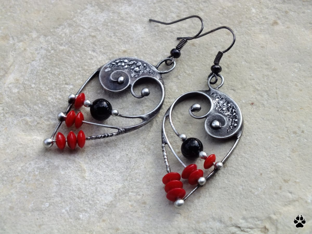 Obrácené kapky - korál a onyx