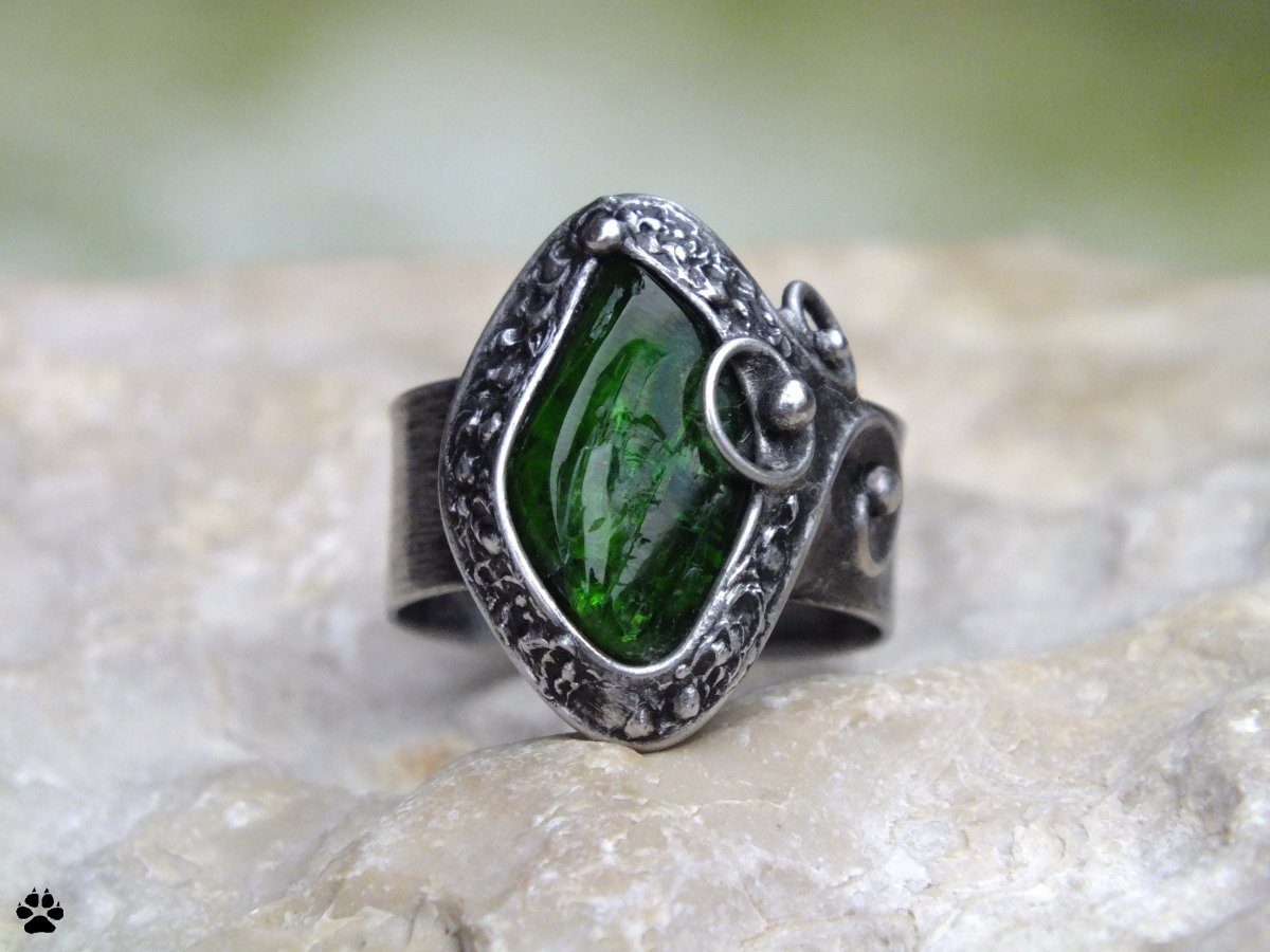 Zelené světýlko - prsten s chromdiopsidem