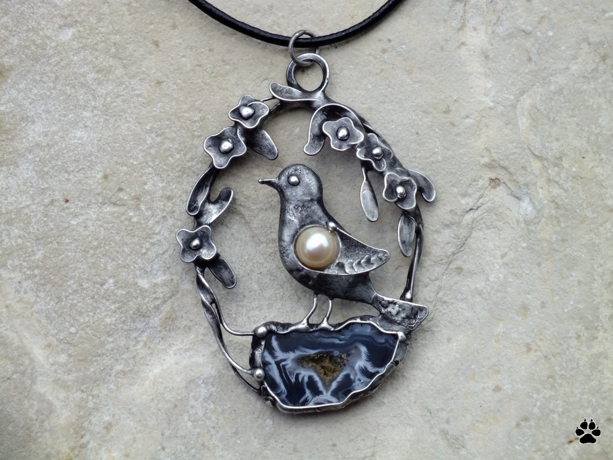 Ptáček - achát peříčkový,říční perla