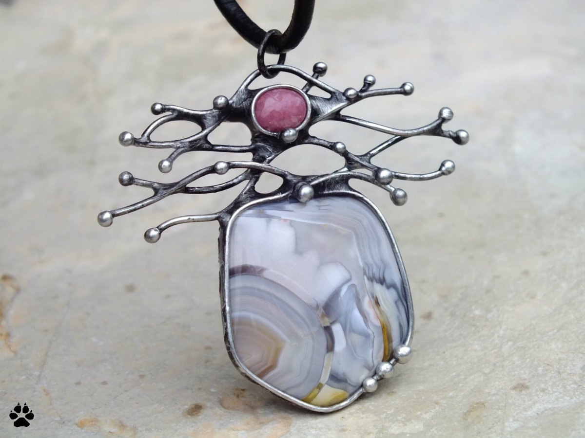 Větvičkování - náhrdelník s růžovým achátem