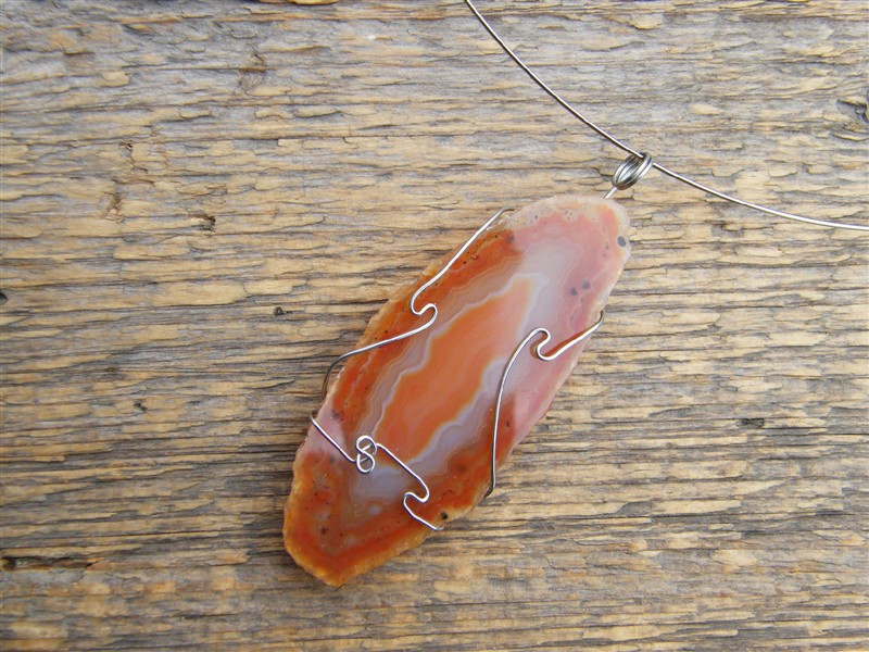 Achát - přívěsek s aplikací a obručí z chirurgické oceli