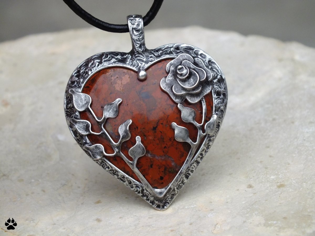 Srdce s růží - jaspis brekcie