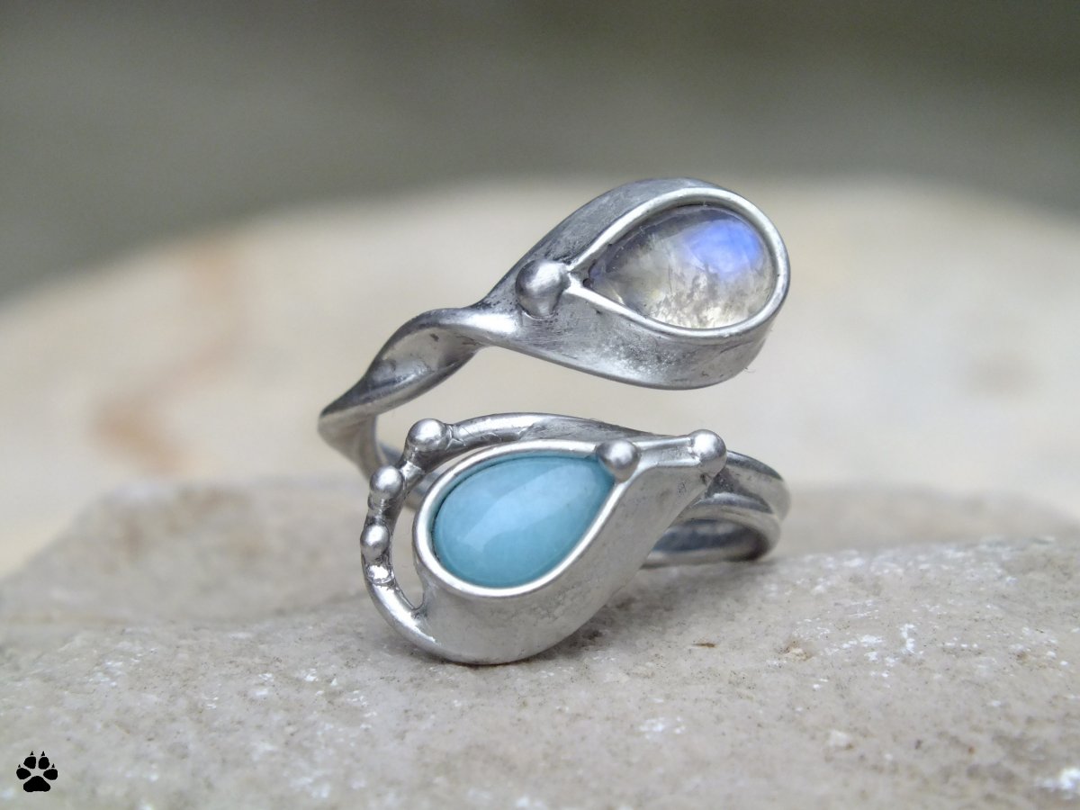 Kapky rosy - měsíční kámen, amazonit