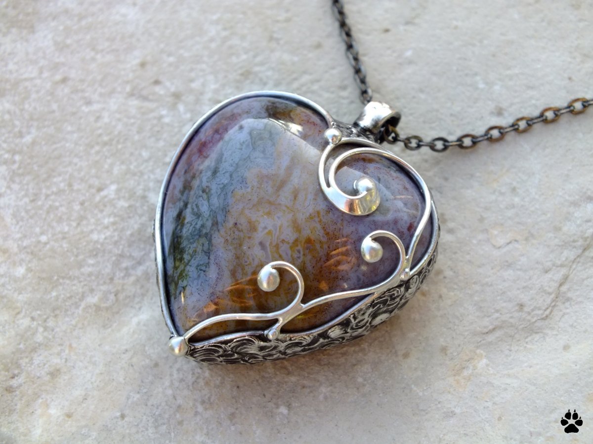 Srdce z mechu - achát mechový