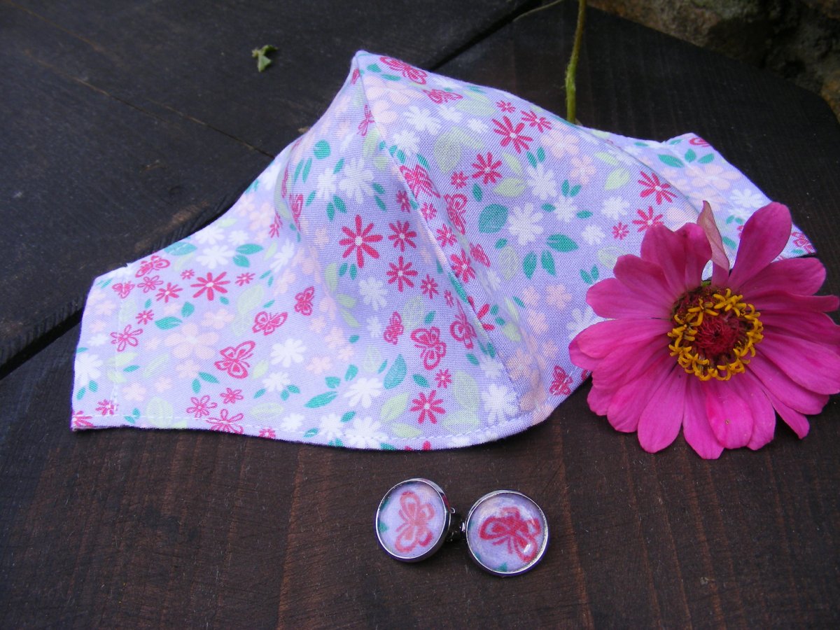 rouška + naušnice  klipsy